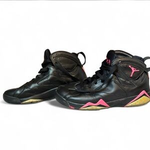 Jordan Kids Black Sneakers with Pink Logo Accents